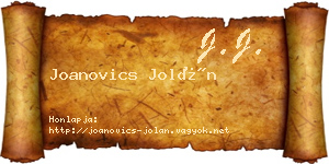 Joanovics Jolán névjegykártya