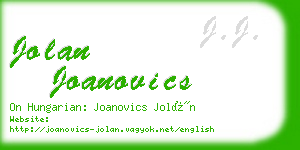 jolan joanovics business card